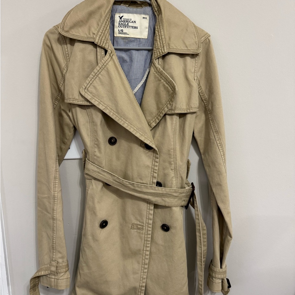 American Eagle Outfitters Classic Beige Trench Coat